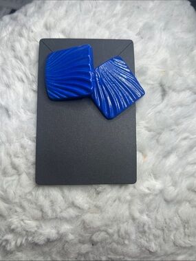 Vintage Bold Blue Geometric Statement Earrings